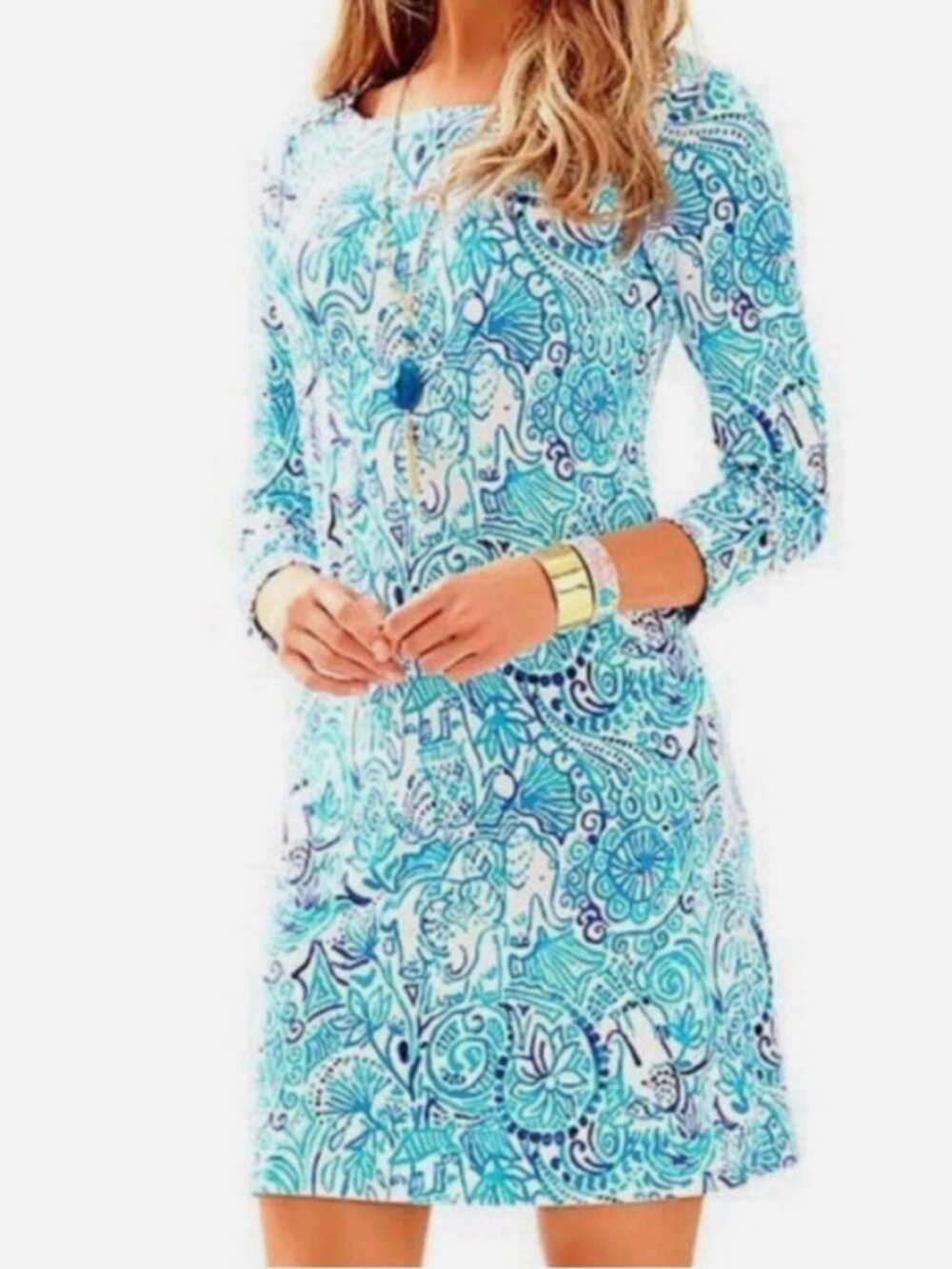 Lilly Pulitzer | Elephant Print Sophie Dress in Lucky Trunks Blue White Size XS